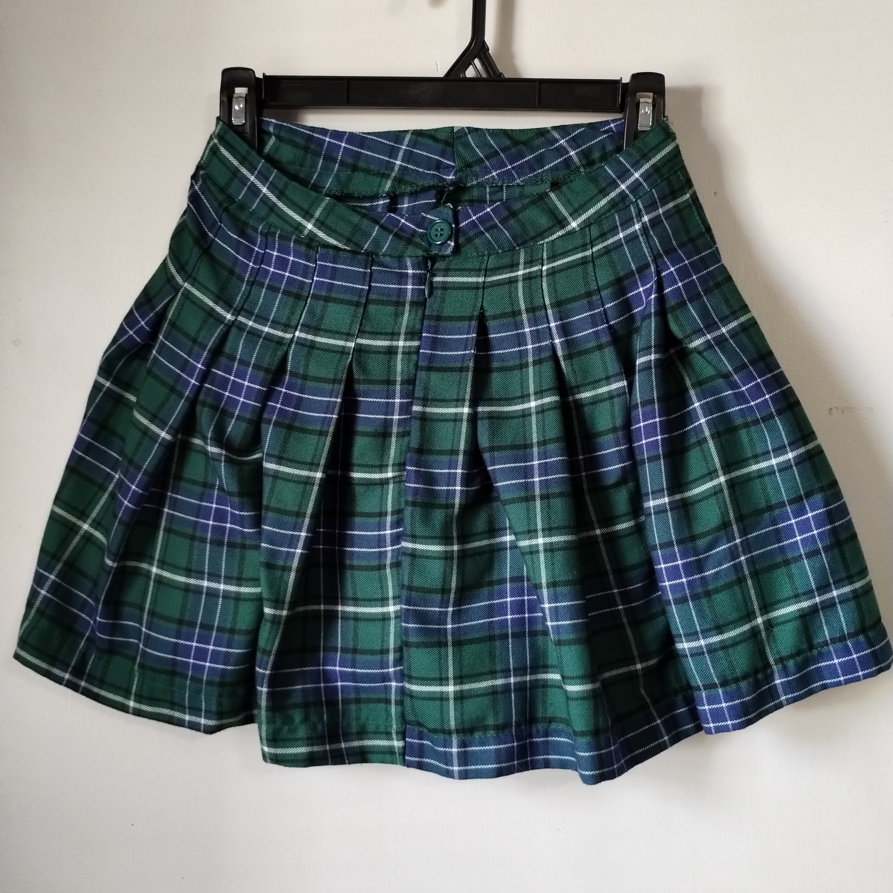 Forever 21 Green And Blue Plaid Skater Skirt